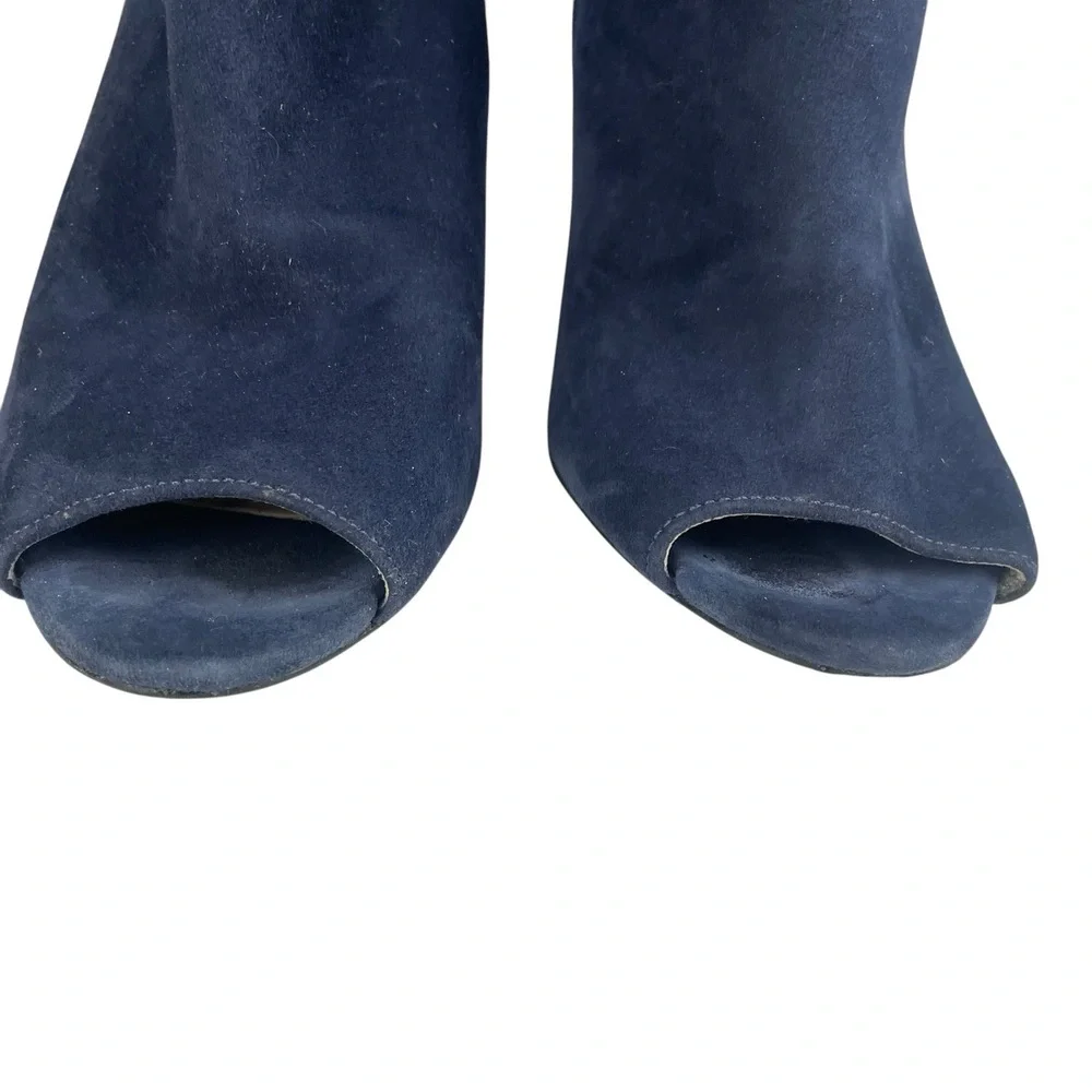 Marc Fisher Blue Suede Peep Toe High‎ Heel Ankle Boots 9M